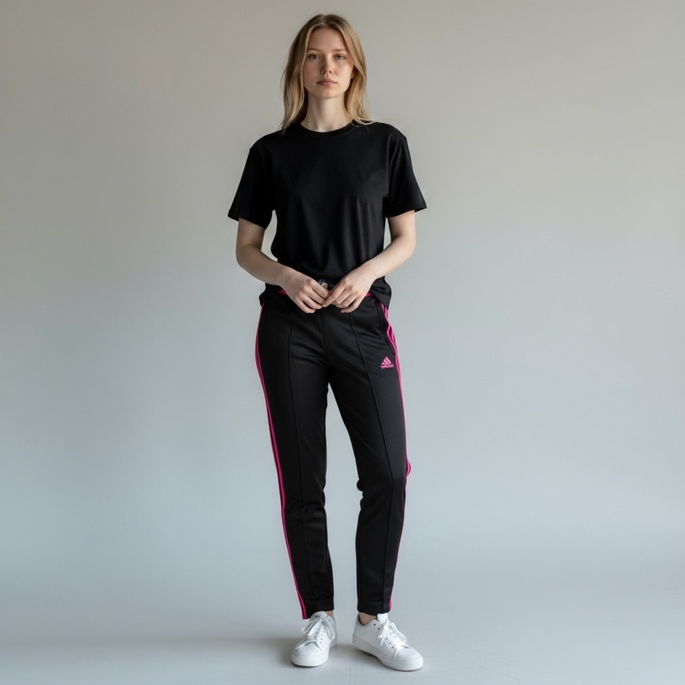 Adidas Black and Pink Climate Cool Athletic Pant